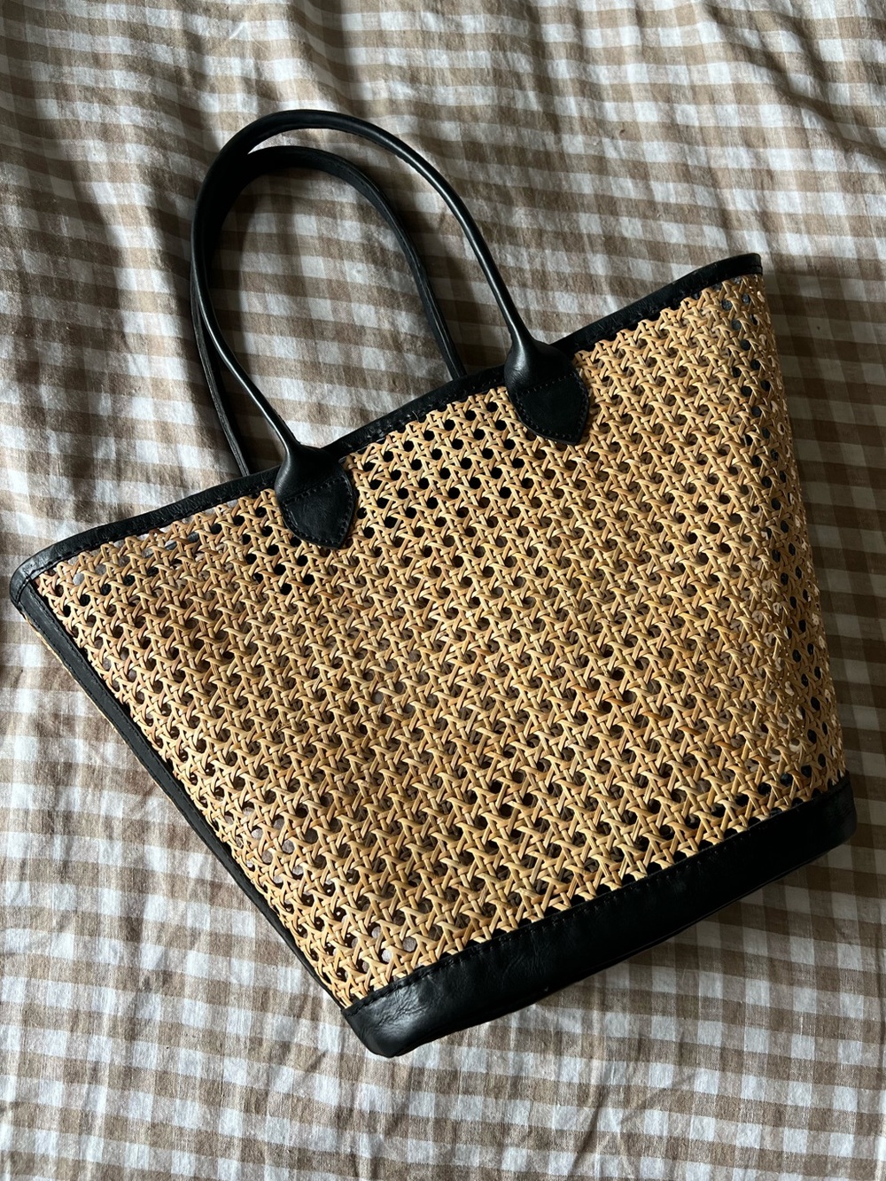 Bembien Valeria Tote EUC Black/Natural Rattan Woven